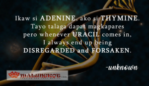 Ikaw si Adenine, ako si Thymine. Tayo talaga dapat magkapares pero whenever Uracil comes, I always end up being disregarded.