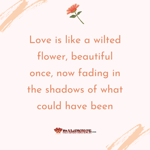 Love is like a wilted flower, beautiful once, now fading in the shadows of what could have been